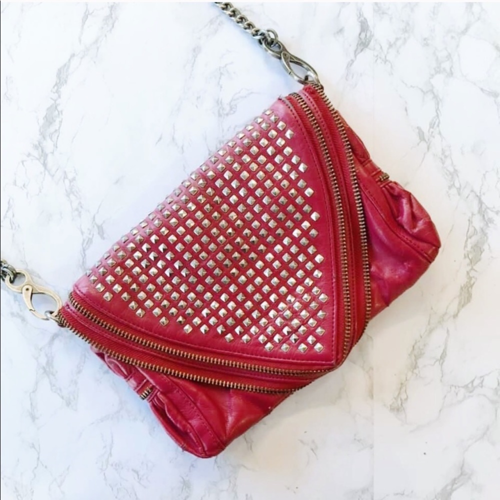 MATT & NAT red studded crossbody chain bag